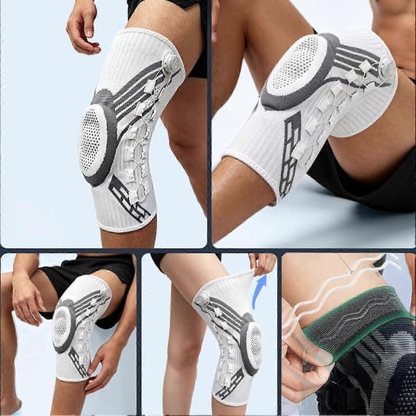 Justerbart knäskydd med ratt – med patellakudde och sidostabilisator – för män och kvinnor White M Left Foot