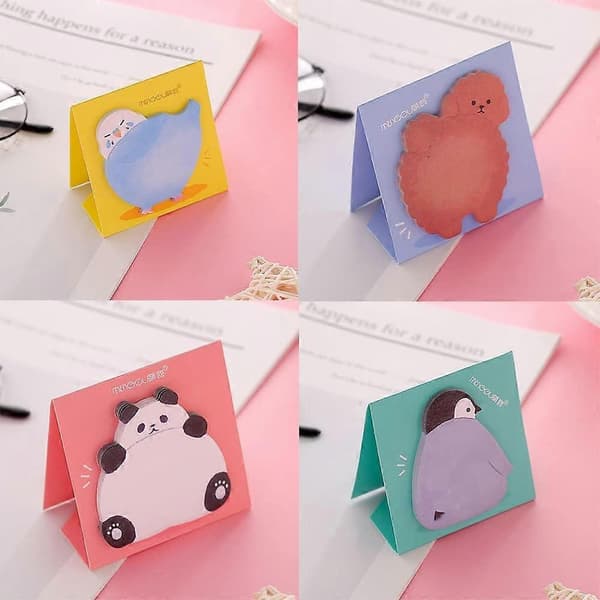 8 blokke 240 ark søde dyr sticky notes, notes sæt, mini køleskab tegneserie besked note, til børn skole -Yx