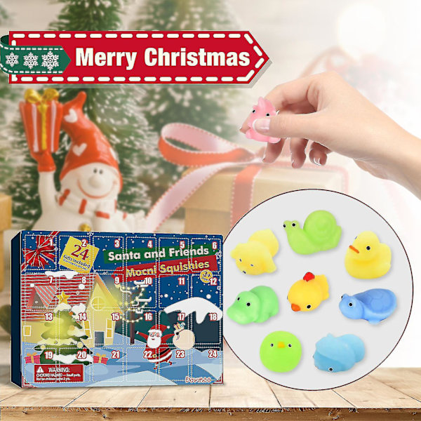 Adventtikalenteri 2023 Joulukalenterikalenterilelu 24 kpl Erilaisia ​​söpöjä Mochi-eläimiä Squishy-leluja lapsille