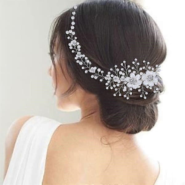 Hårtilbehør tiara perle krystal brude hårbøjle hårtilbehør til bryllup elegance