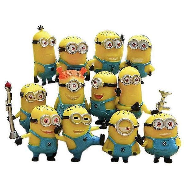 12 stk. sæt Weitengs Grusomme Mig Minions Rollefigur Display Legetøj PVC Gul