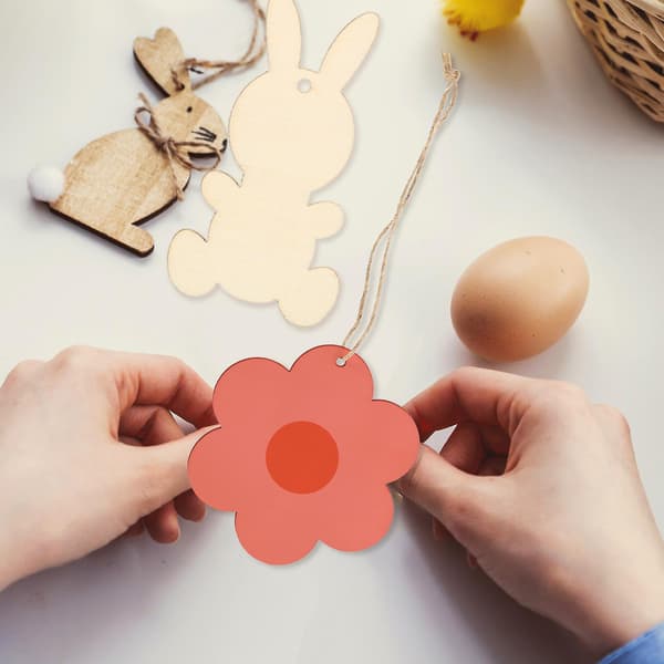 60 st Easter Träflisor Oavslutade Trä Påsk Utskärningar Påskfest Hängande Dekorationer Diy Träflisor