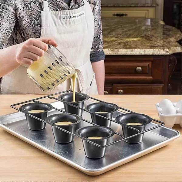 Popover Kageform Non-Stick Muffin Cupcake Bageform til Ovnbagning Vertikal Kop Design 6-Hullers Alsidig Vaffel Buddingeform Black