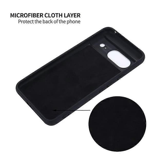 Kompatibel med Google Pixel 8 Anti-Fingeravtryck Mobilskal Flytande Silikon+Mjukt Foder Telefonfodral Baksida Black