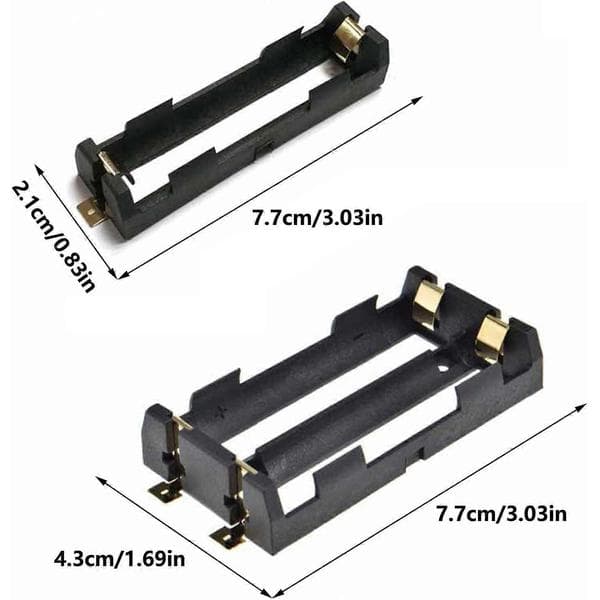 Pakke med 2 Dobbelt 18650 Batteriholder 2 Slots SMT til PCB Lodning og Stabil Strømforbindelse