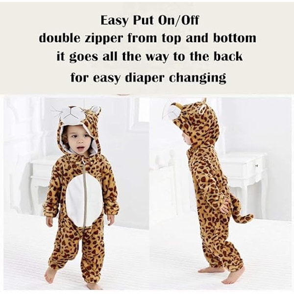 Halloween-vauvan asut, taaperoiden vaatteet, vauvan haalarit, poikien ja tyttöjen eläinasut, 2-36 kuukautta New leopard 70-80cm