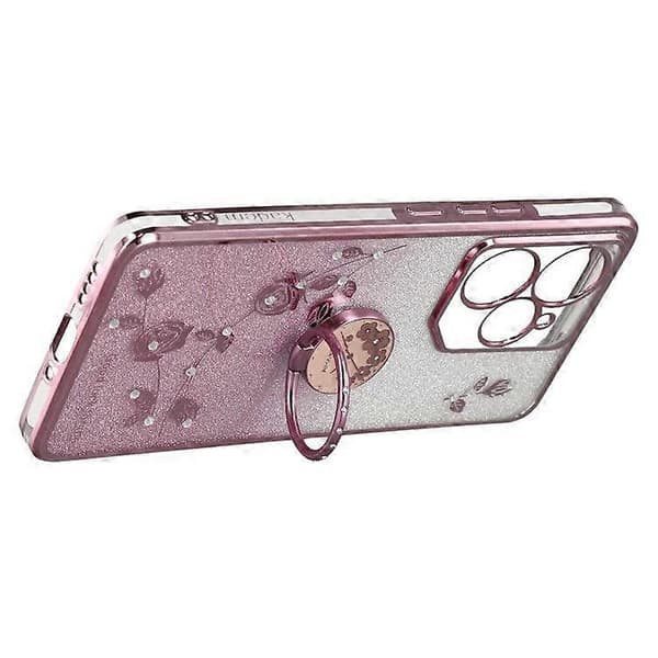 Deksel til Realme Neo7 5G med ringstativ, TPU, blomster, gradient glitter Rose Gold
