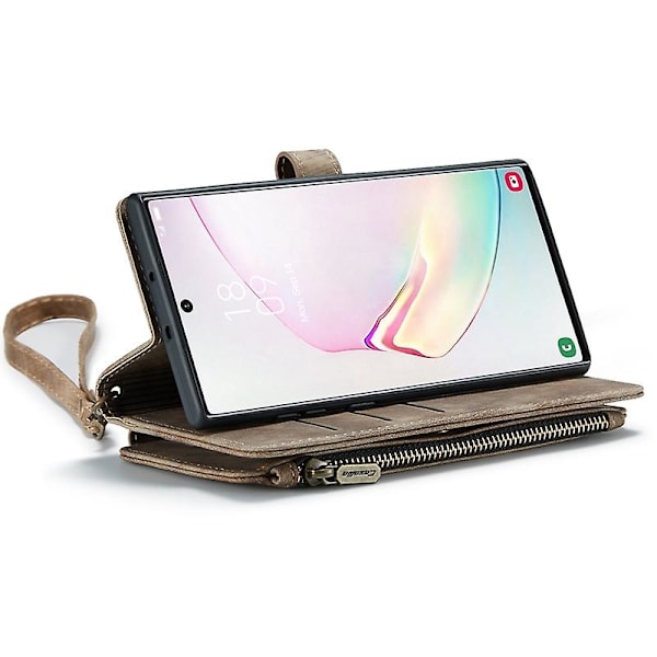 For Caseme Samsung Note10 Plus 4G/5G C30-serien Ny blixtlåsfodral i läder Röd Brown Samsung Galaxy Note 10 Plus 5G