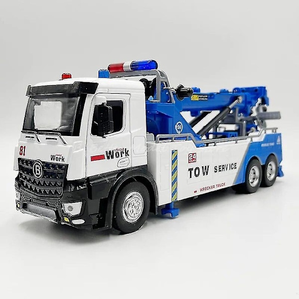 1:32 Diecast Modellbil Leksak Stor Dubbelkrok Trafikväg Räddningstjänst Lastbil Miniatyrkopia Med Ljud & Ljus Stor blue