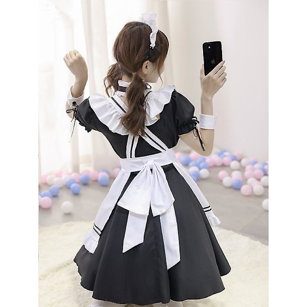 Svart Halloween Sweetheart Maid Kostym Lolita Cosplay Kostym Anime Uniform XL