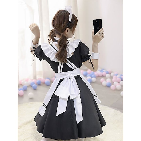 Svart Halloween Sweetheart Maid Kostyme Lolita Cosplay Kostyme Anime Uniform L