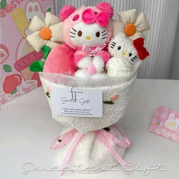 Het Sanrio Kuromi Plyschblombukett Cartoon Hellokitty Cinnamoroll Fylld Plyschleksak Kawaii Dekoration Dock Flickvän Valentinsdagspresent melody