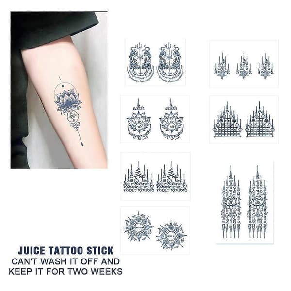 Thaimaa Spike Juice Tatuointitikku Vedenpitävä Kestävä Sutra Buddha Tarra Style 7