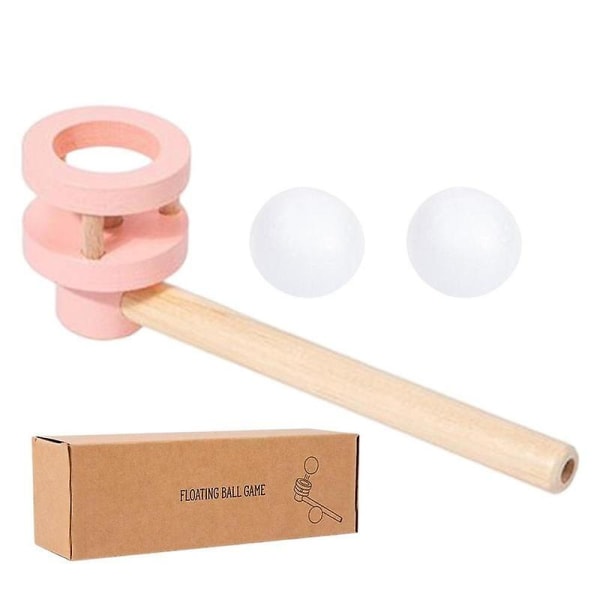 Boldblæsningslegetøj Flydende boldspil Børn Magisk træblæserør Flydende boldspil Sjovt Populært pædagogisk legetøj til børn til Pink