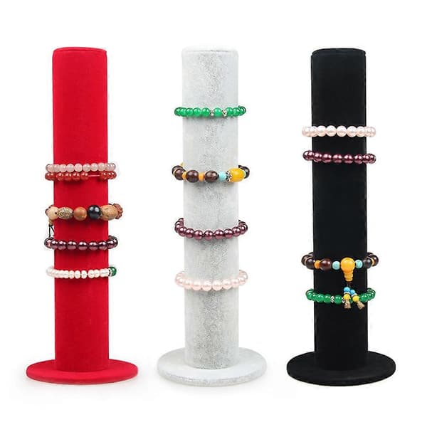 Armbåndsdisplaystativer Fløjl Lodret Tårn Smykker Armbåndsdisplaystativ T-formet Stang Displaystativ Display Armbånd Sort Black