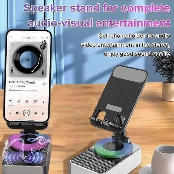 Sammenleggbar Audio Power Telefonholder m/ Bluetooth-høyttaler Grey