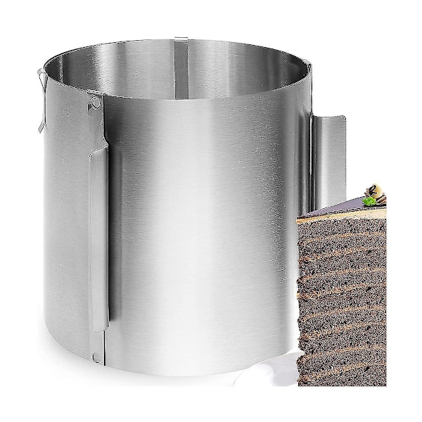 Justerbar Kagering Høj 20 Cm - Rustfrit Stål Bage Ring Justerbar - Høj Bageform Til Ea silver