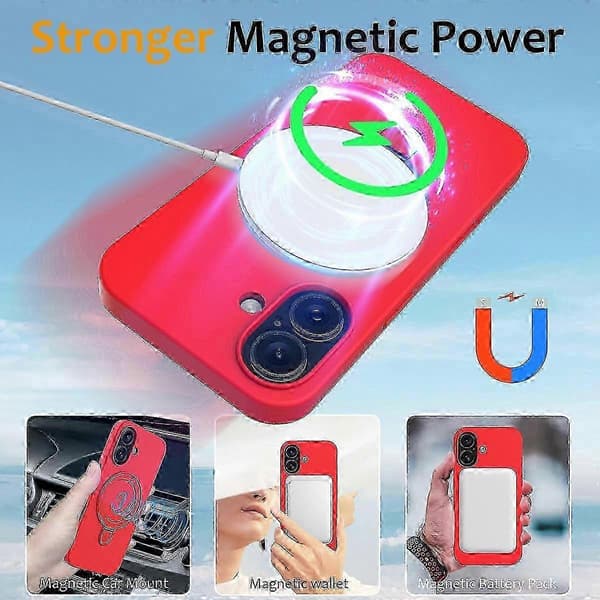 PC + silikone telefoncover med MagSafe-stativ, kompatibel med iPhone 16