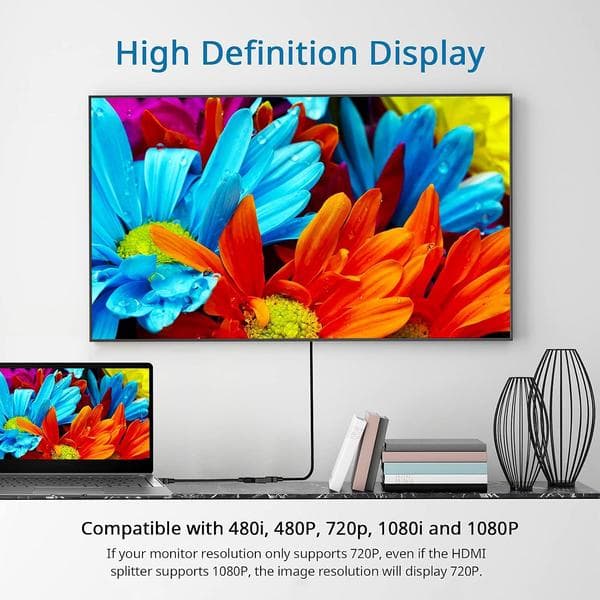 HDMI-splitteradapterkabel - HDMI-splitter 1 ind 2 ud HDMI