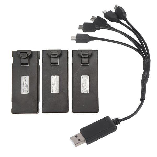 3st RC Flygplan Litium Batteri Kit Lätt Laddningskabel Set för E88 E88Pro LS E525 E525Pro 3.7v 1800mah