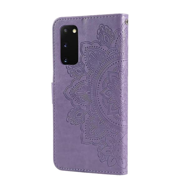 7-bladede Blomster Læder Etui Til Samsung Galaxy S20 FE Light Purple