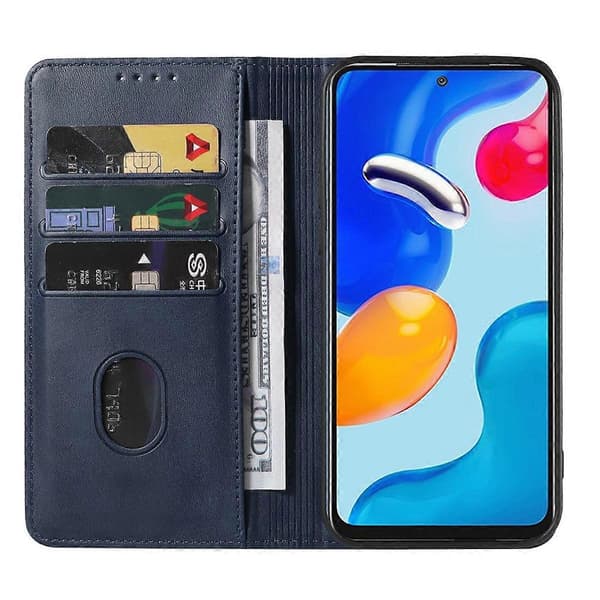 Magnetiskt läderfodral för Xiaomi Redmi Note 11S Blue