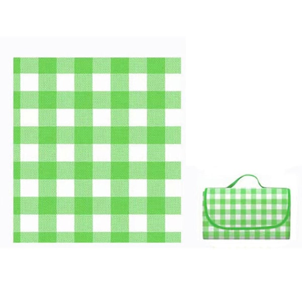 Vandtætte Foldbare Tæpper Opbevarlig Moderne Picnicmåtte Til Udendørs Camping Strand Green Plaid 150 x 200cm