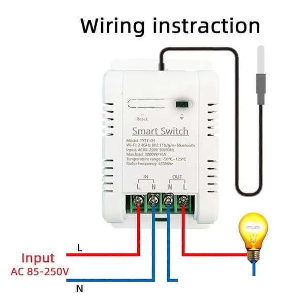 Tuya Wifi 16A Smart Temperaturafbryder Strømmonitor