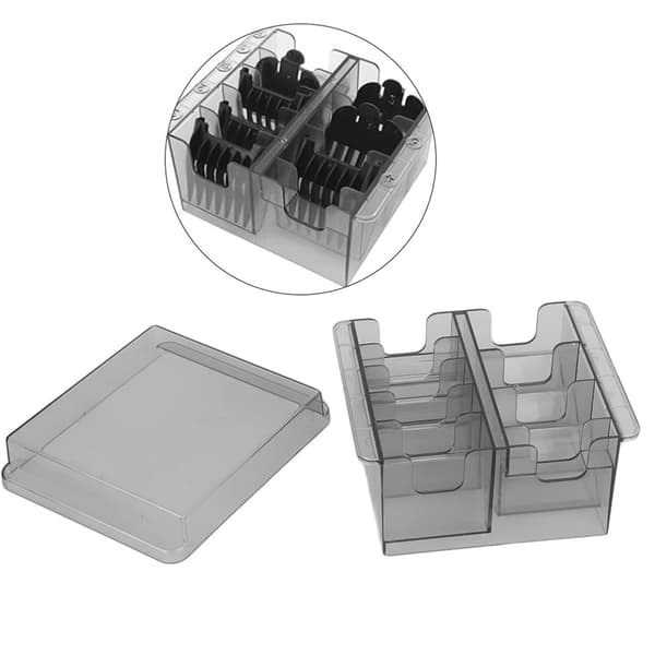 Storage Box for Guide Combs, Hair Clippers, Positioning Tools, Dividers, Organizer Case, Transparent Grey