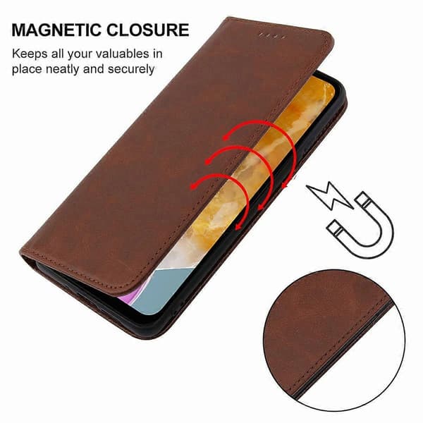 Magnetiskt läderfodral för Samsung Galaxy M15 Brown