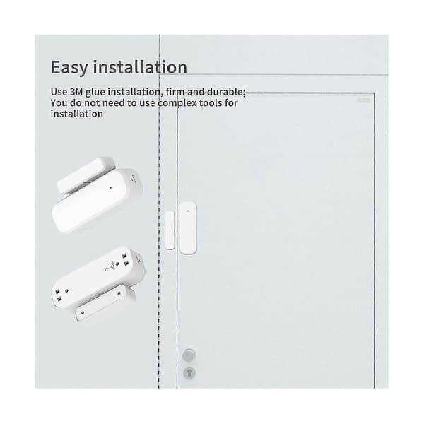 2 par smart dörrsensor, Wifi fönsterdörrsensorlarm, kontaktsensor för hemsäkerhet, smart hem Vit