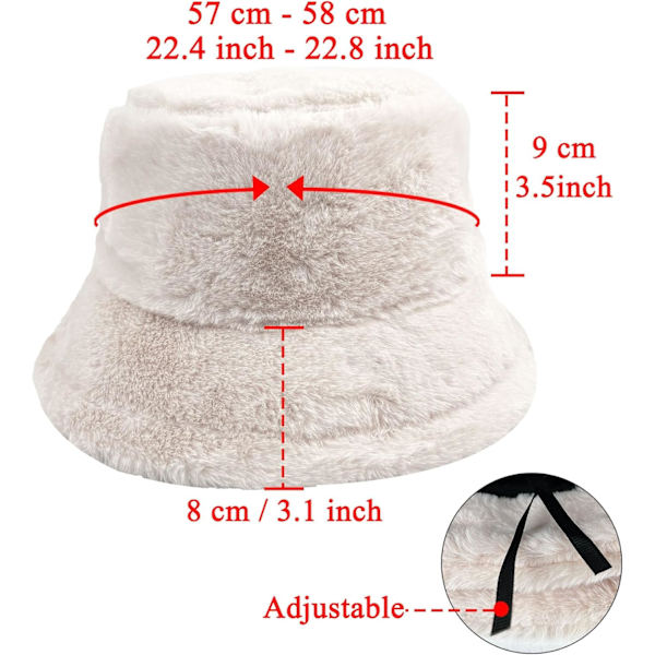 Fuzzy Bucket Hat för Kvinnor och Män - Luddig, Söt Bucket Hat för Vinter, Varm Plysch, Fiskehatt, Fluffig Sherpa, Rolig Hatt A-white
