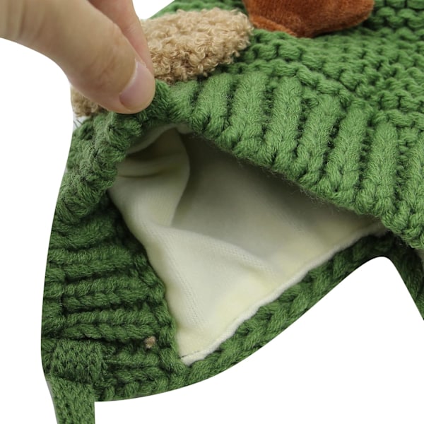 Søt Hjorte-Elg Hodeplagg Babyhatt Vinter Varmt Plysj Strikket Ørevarmer Bonnet Gutter Jenter Caps Beanie med Hakestropp Green One Size