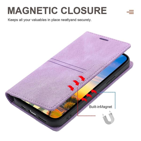 Magnetiskt läderfodral för iPhone 14 Plus Purple