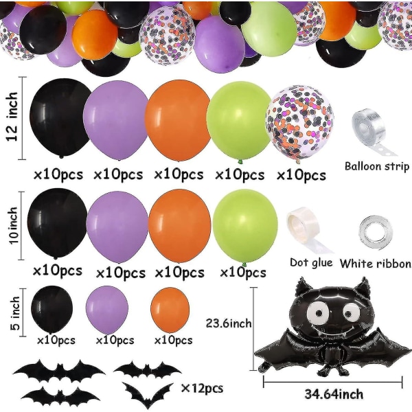 Halloween balloner dekorationssæt - 138 stk Happy Halloween Party Decor