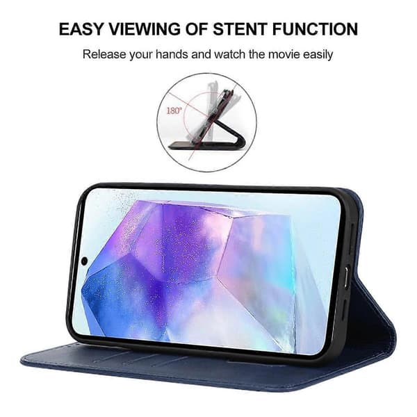 Magnetiskt läderfodral för Samsung Galaxy A55 5G Blue