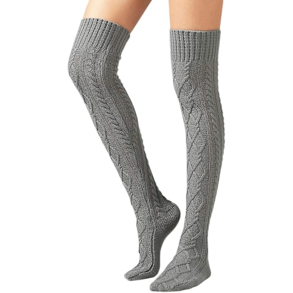 Women's Cable Knit Thigh High Boot Socks Extra Long Winter Stockings Leg Warmers