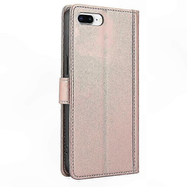 Läderfodral med \"Skin Feel\" för iPhone 7 Plus och 8 Plus Pink gold
