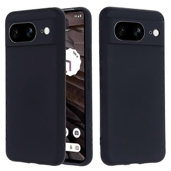 Kompatibel med Google Pixel 8 Anti-Fingeravtryck Mobilskal Flytande Silikon+Mjukt Foder Telefonfodral Baksida Black
