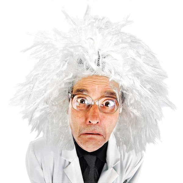 Einstein-peruukki, vanhan professorin afroperuukkisetti En storlek passar alla vuxna