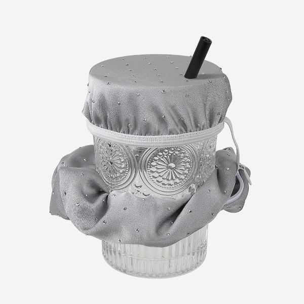 Gjenbrukbart tøykopplokk Sleeve Creative Stretchable Drink Protector Scrunchie Silver