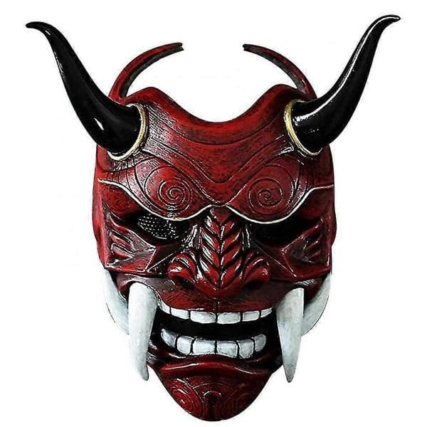 Samurai Oni Maske til Halloween og Cosplay Fester Red