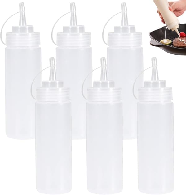 6 pcs 8 oz Spice Bottle, Sauce Bottles, Plastic