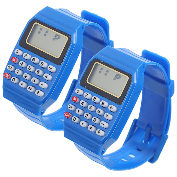 2 st Klocktyp Kalkylator Bärbar Beräkningsklocka Armbandsgeometrisk Operationsklocka Födelsedagspresent till Barn
