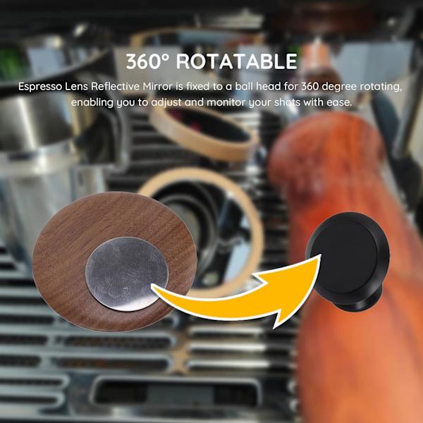 Valnötssvart kaffeextraktionsspegel, 360° rotationsjusterbar espressospegel för att observera kaffeflödeshastigheten