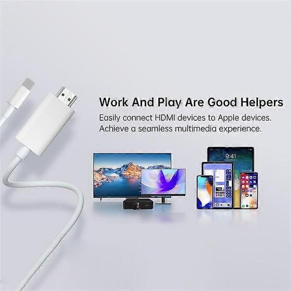 Lightning–HDMI-kaapeli iPhone iPadille 1080P HD Näytönpeilaussovitin Tukee iOS 11.0+