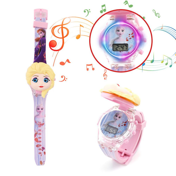 Frozen Princess Anna Musical Glowing Flip Watch Barneklokker A