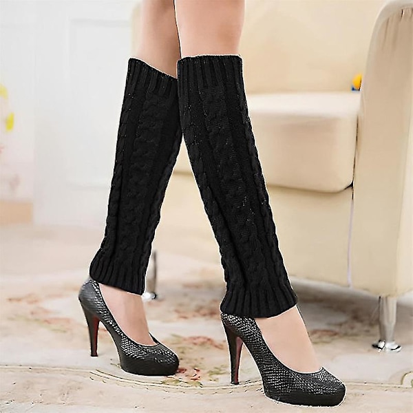 Leg Warmers for Women, Winter Knit Warm Socks Boot Cover Black