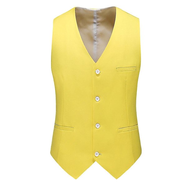 Bryllupsbankett for menn Formell dress Vest Business Slim ensfarget vest Yellow 2XL