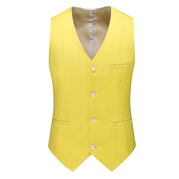 Bryllupsbankett for menn Formell dress Vest Business Slim ensfarget vest Yellow XS